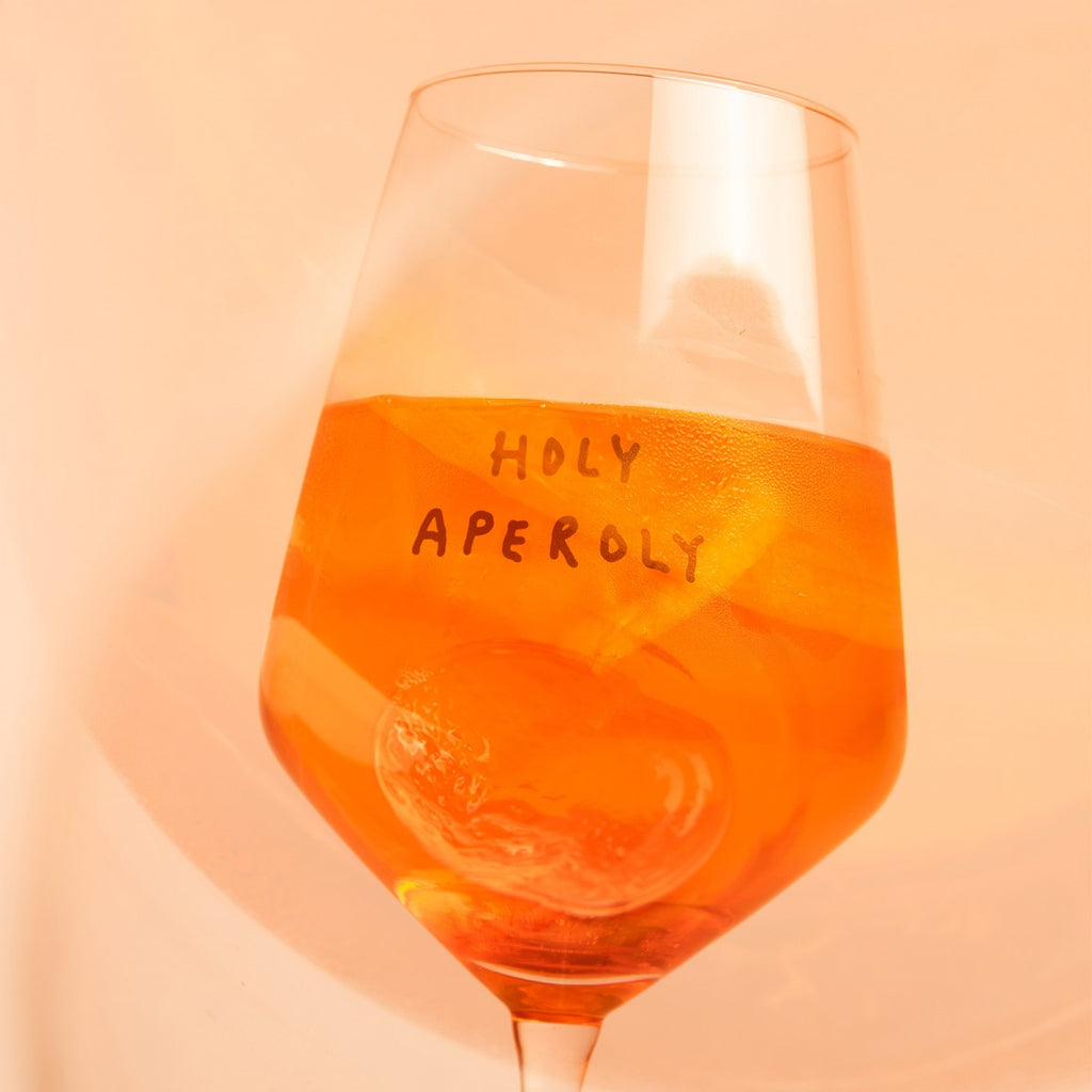 Johanna Schwarzer Weinglas "Holy Aperoly" | Special Edition | für Spritz-Liebende!