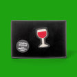 Macon&Lesquoy Brosche „Glass of Red Wine“ | Handbestickt | Macon&Lesquoy