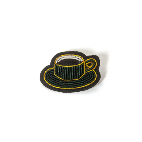 Macon&Lesquoy Brosche „Cup of Coffee“ | Handbestickt | Macon&Lesquoy