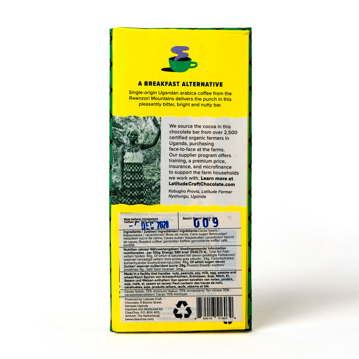 Schokolade „Bukonzo Kaffee 70%“ 70g | Mit Kaffee | Latitude