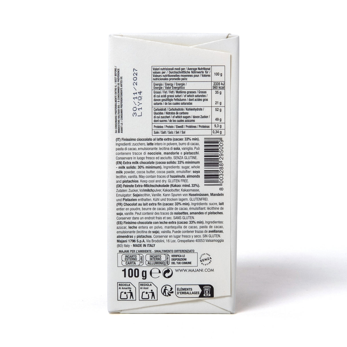 Majani Schokolade „Bravo“ 33% 100g | Cremige Vollmilch | Majani
