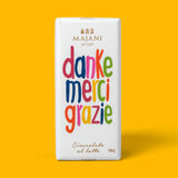 Majani Schokolade „Danke Merci Grazie“ 33% 100g | Vollmilchschokolade | Majani
