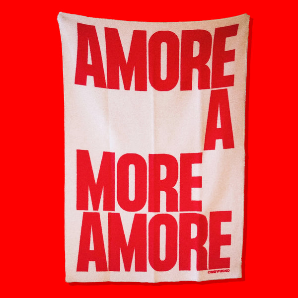 navucko Decke “Amore” Weiß/Rot 140 x 200 cm | 100% Baumwolle | navucko