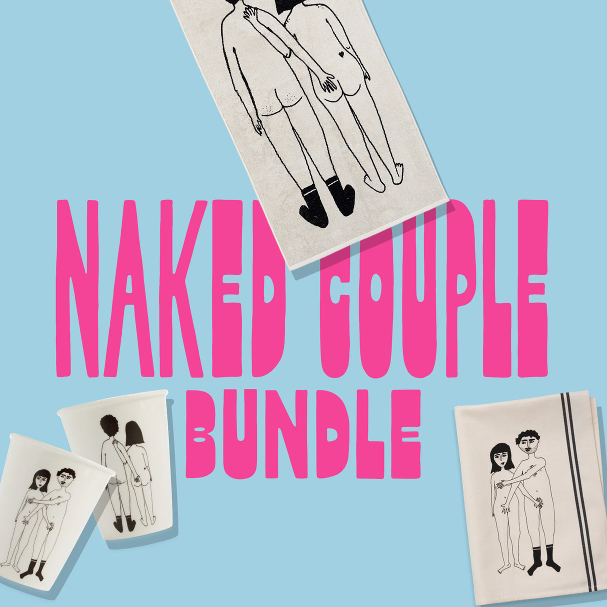 Naked Couple Bundle | Illustrationen für Küche, Bad & Alltag
