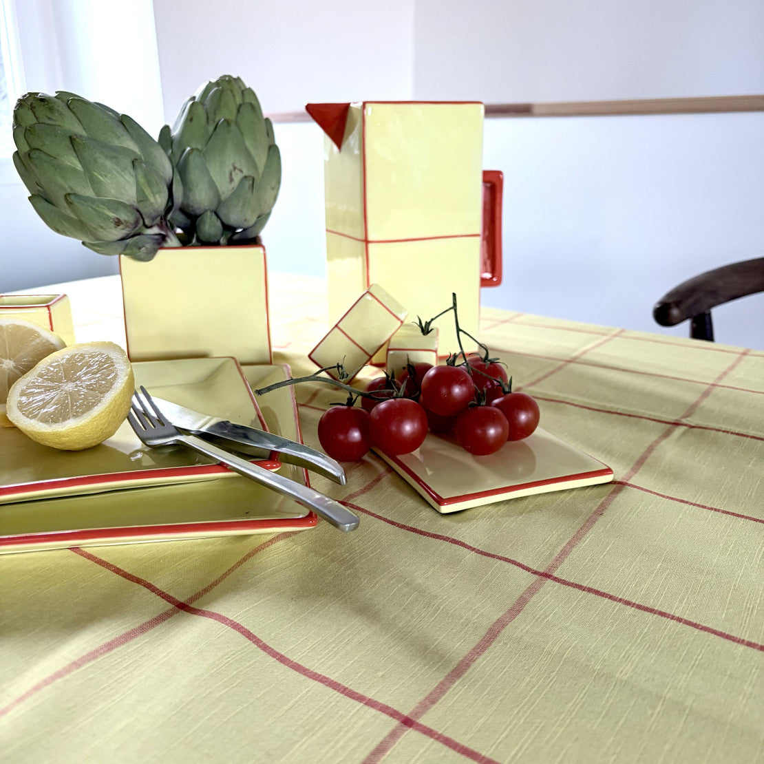 Table Machine Tischdecke “Tile” 300 x 150 cm Yellow & Orange | Großformat Design | Table Machine