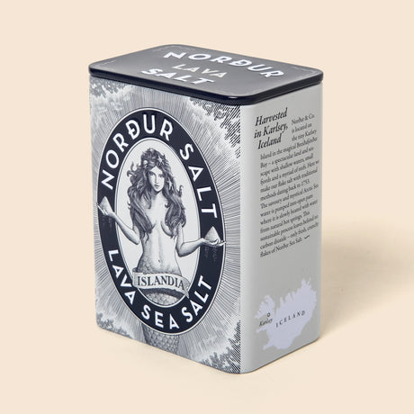 Nordur & Co Meersalzflocken Lava Metalldose 100g | Schwarzes Salz | Nordur & Co