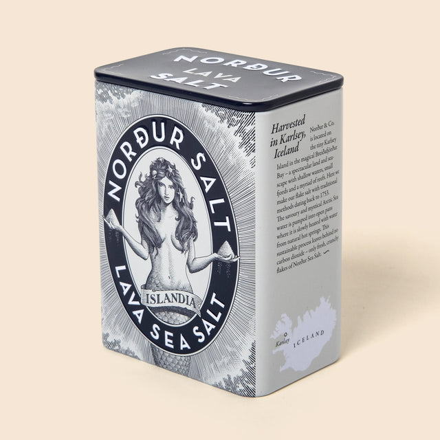 Nordur & Co Meersalzflocken Lava Metalldose 100g | Schwarzes Salz | Nordur & Co