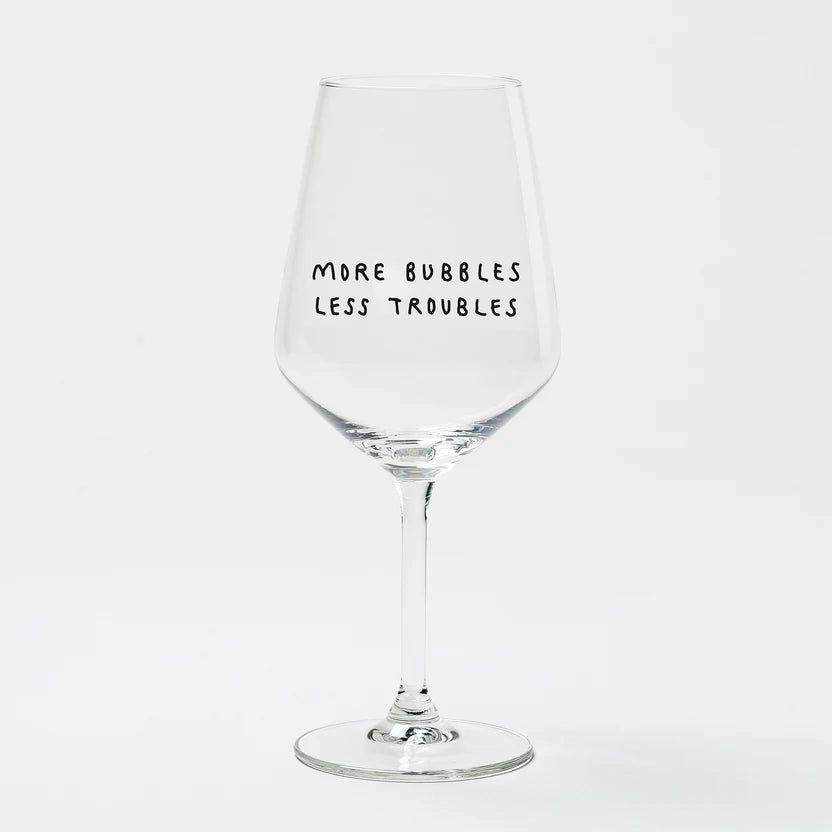 selekkt Weinglas „More Bubbles Less Troubles“ | Mehr Spaß im Glas | selekkt