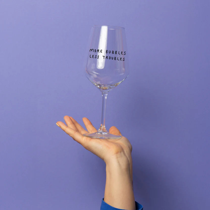 selekkt Weinglas „More Bubbles Less Troubles“ | Mehr Spaß im Glas | selekkt