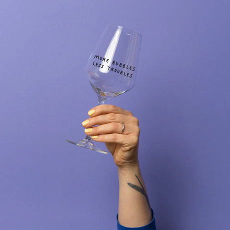 selekkt Weinglas „More Bubbles Less Troubles“ | Mehr Spaß im Glas | selekkt