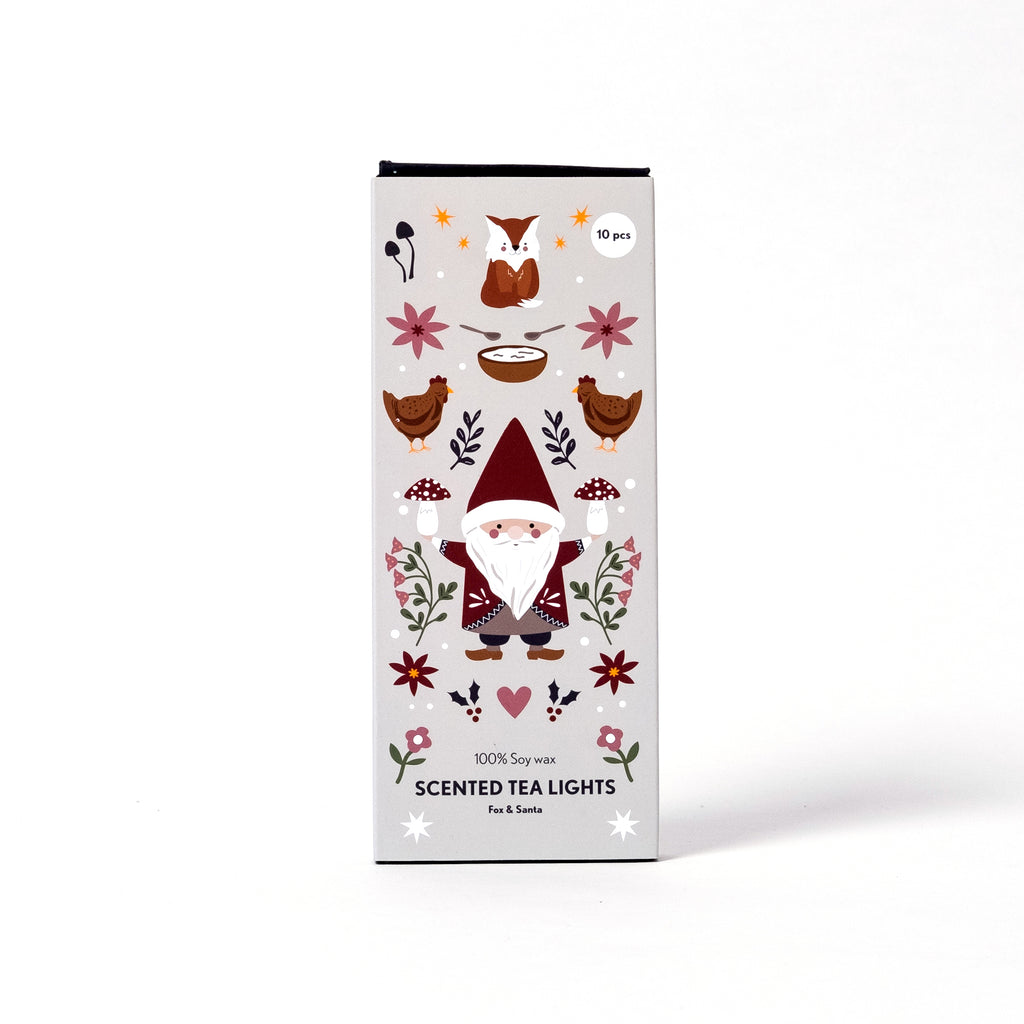 Pluto Design Teelichter “Fox & Santa” (10 Stk.) | Duft nach Glühwein | Pluto Design