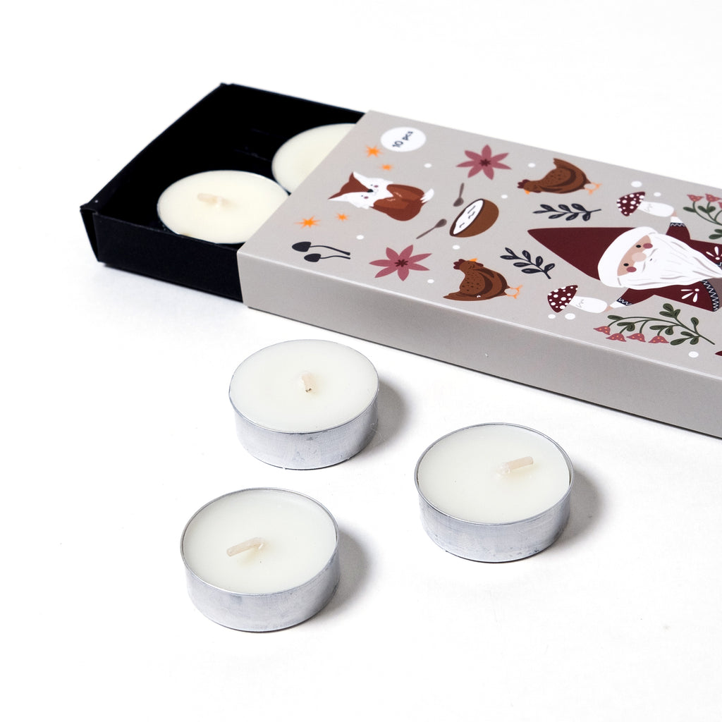 Pluto Design Teelichter “Fox & Santa” (10 Stk.) | Duft nach Glühwein | Pluto Design