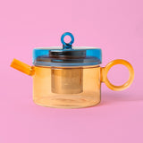 WD Lifestyle Teekanne “Glas Blue & Orange” 0,8 l | Modernes Design | WD Lifestyle