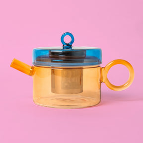 WD Lifestyle Teekanne “Glas Blue & Orange” 0,8 l | Modernes Design | WD Lifestyle