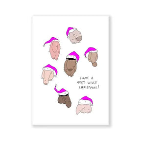 Eat Mielies Weird Illustration Grußkarte "Very willy christmas" von Eat Mielies Illustration | DIN-A6 Klappkarte mit passendem Umschlag
