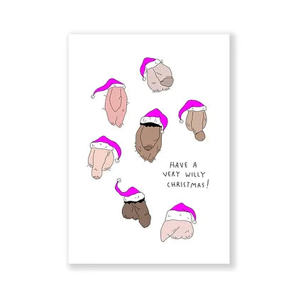 Eat Mielies Weird Illustration Grußkarte "Very willy christmas" von Eat Mielies Illustration | DIN-A6 Klappkarte mit passendem Umschlag