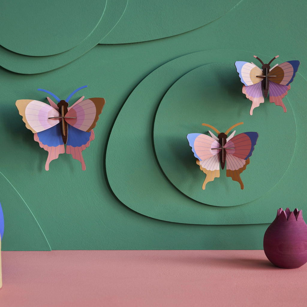 studio ROOF Wanddeko Gold rim butterflies (3er Set) | DIY 3D Objekt Studio Roof