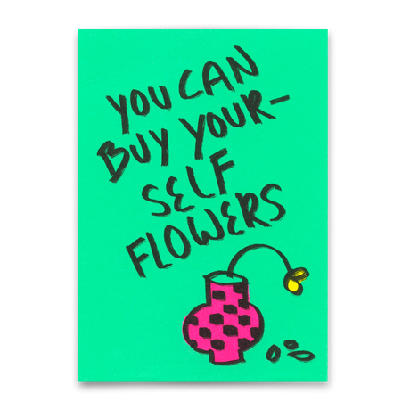 Deli Cards Postkarte "Buy yourself flowers" | Lustige Karte für jeden Anlass