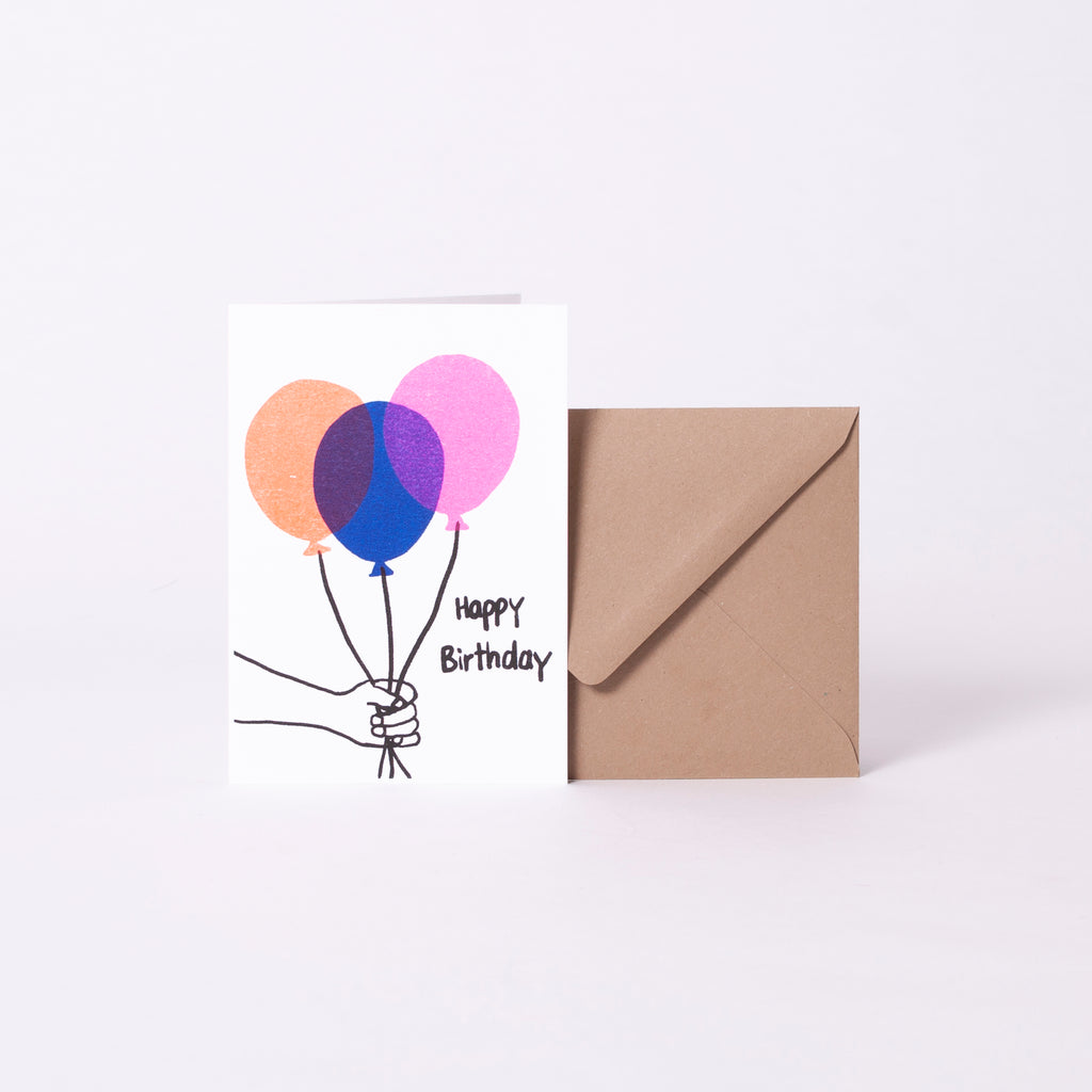 Superjuju Grußkarte "Happy Birthday Ballons" von Superjuju | Din-A6 Klappkarte mit passendem Umschlag