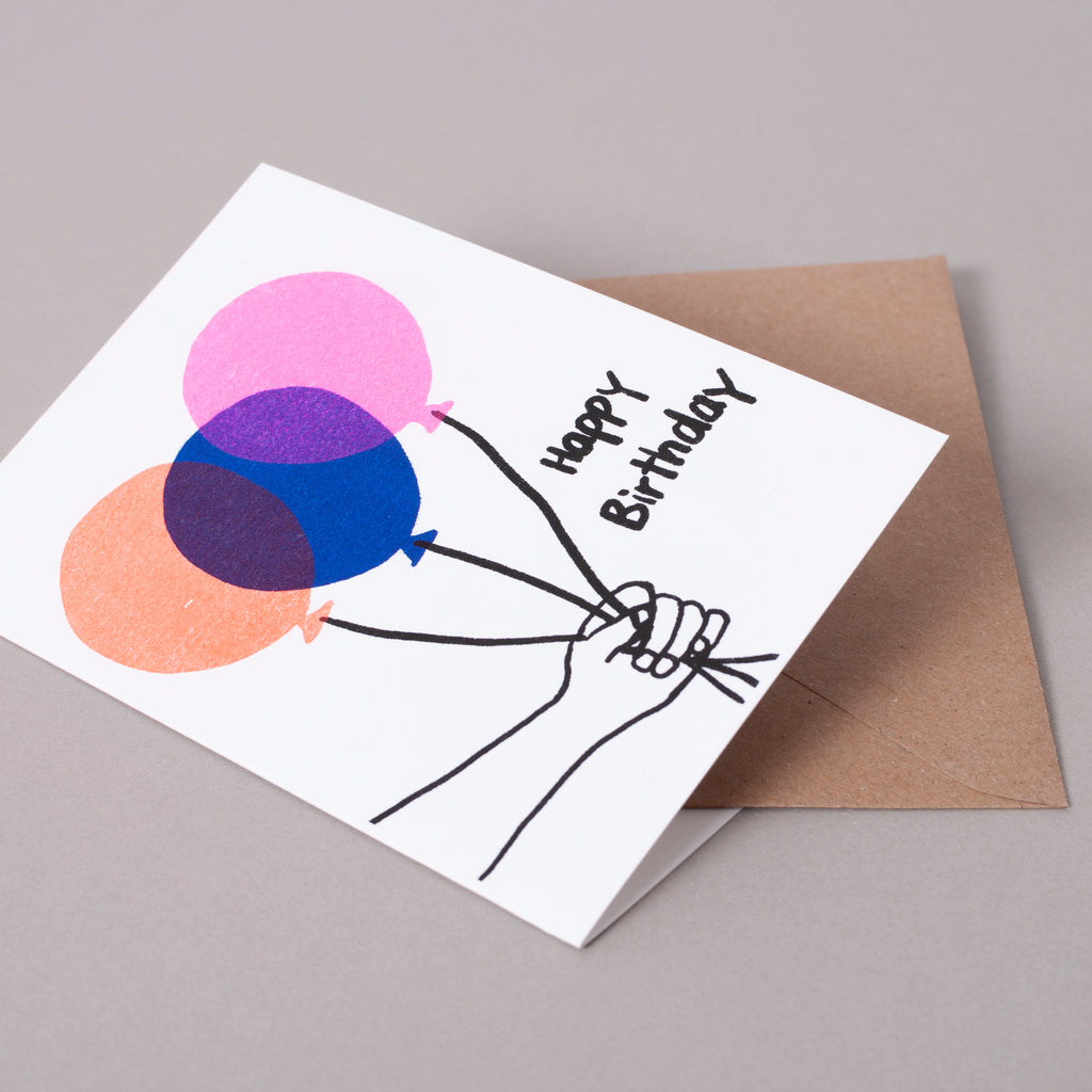Superjuju Grußkarte "Happy Birthday Ballons" von Superjuju | Din-A6 Klappkarte mit passendem Umschlag