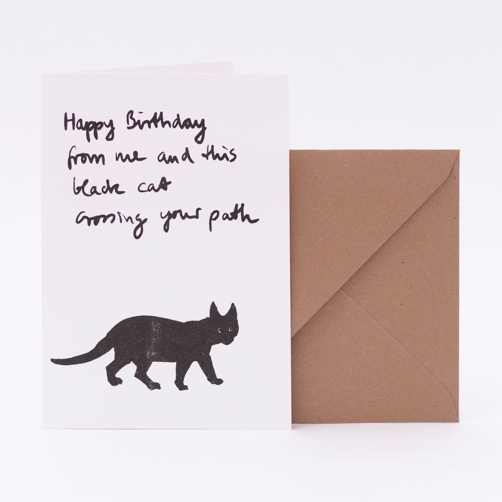 Superjuju Grußkarte "Happy Birthday Black Cat" von Superjuju | Din-A6 Klappkarte mit passendem Umschlag