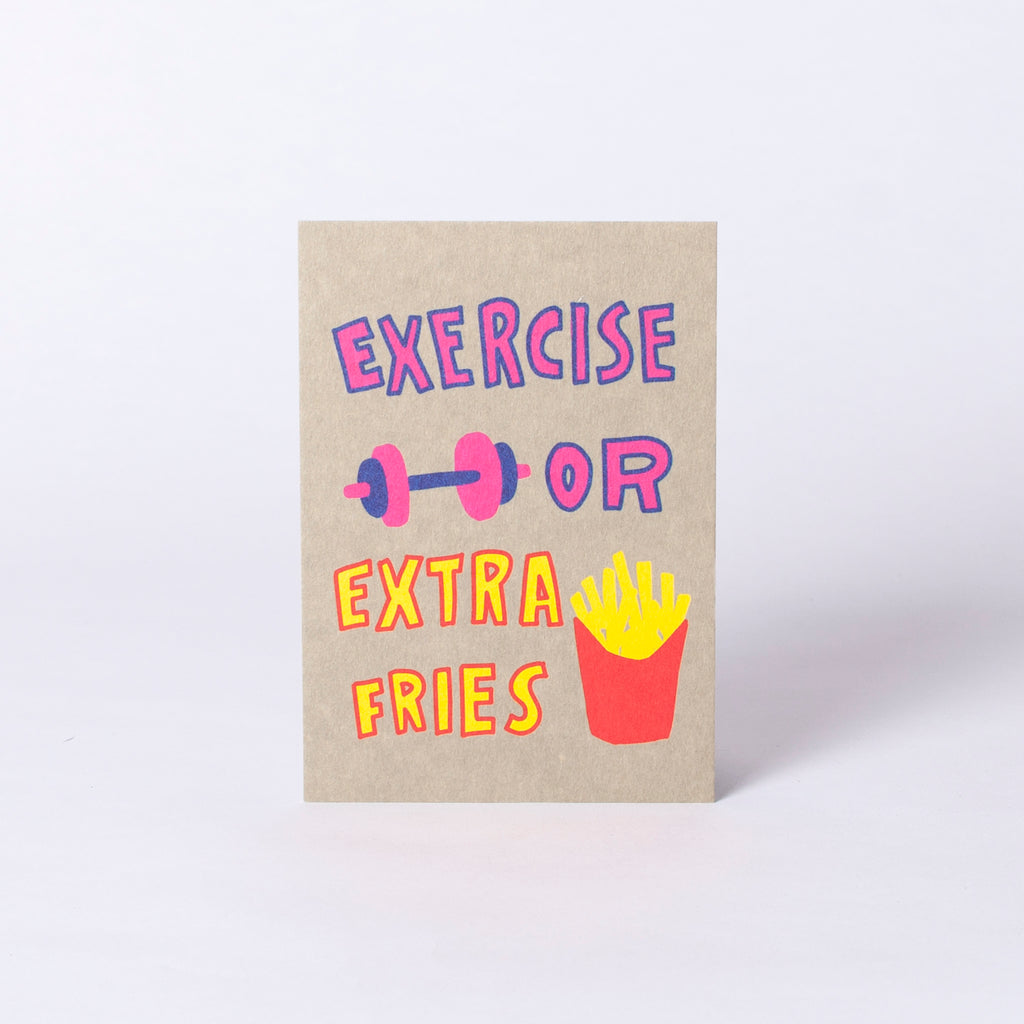 Edition SCHEE Postkarte "Exercise or Extra Fries"