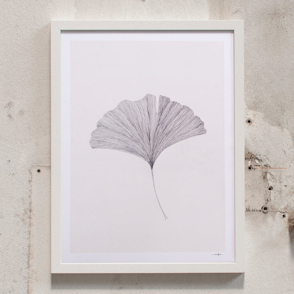 Ana Frois Gingko Leaf (30 x 40cm) weiß