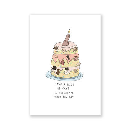 Eat Mielies Weird Illustration Grußkarte "Penis Birthday Cake"