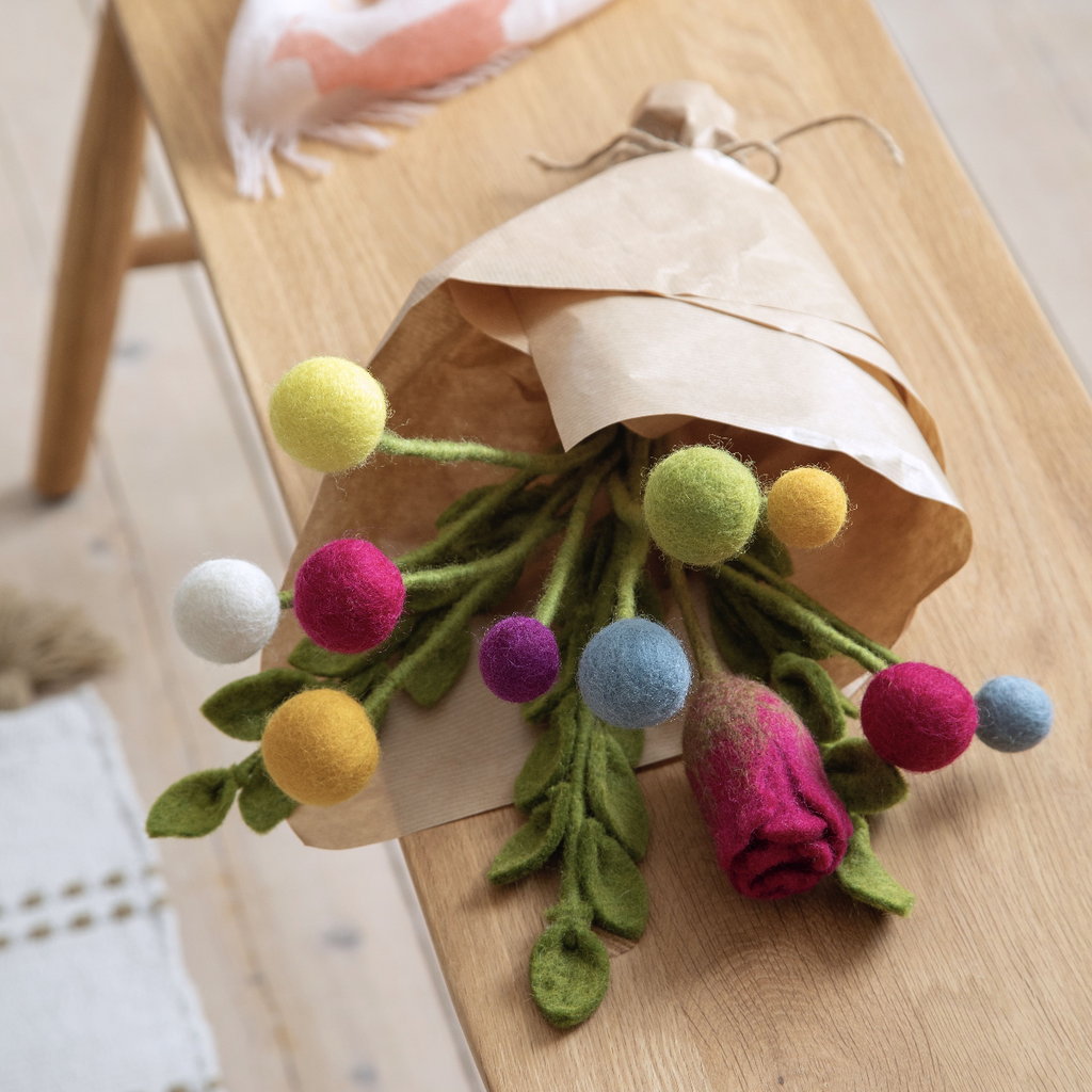 Gry & Sif Filzblume Rund Pink