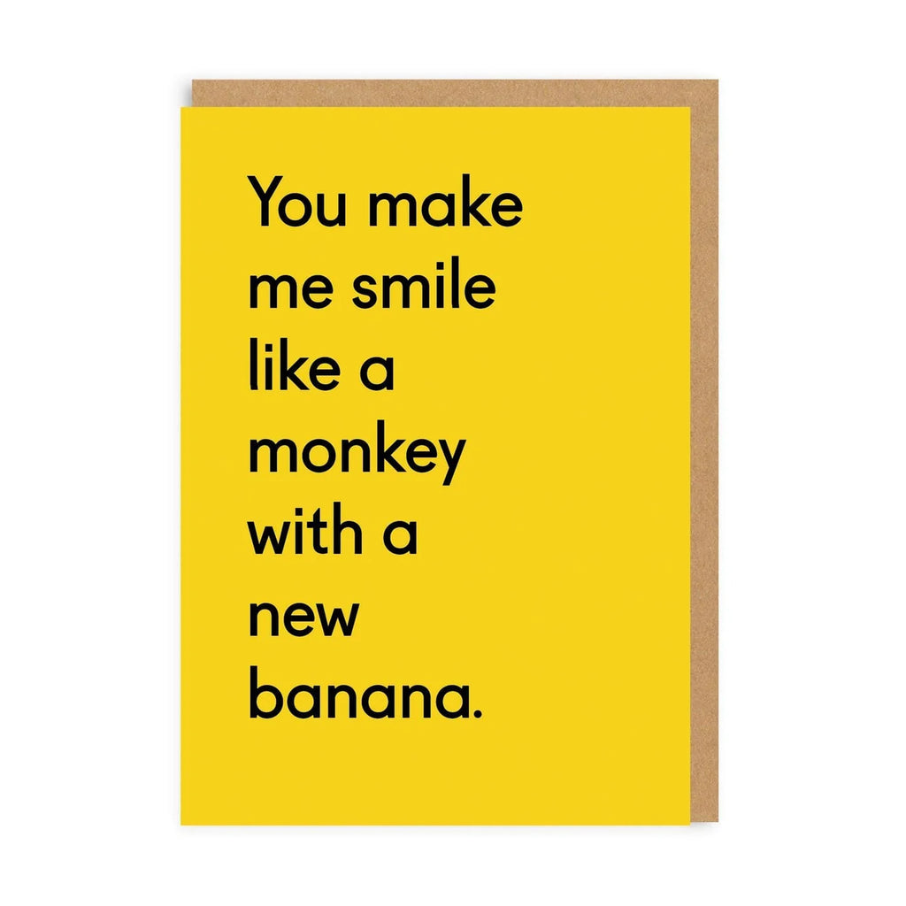 Ohh Deer Grußkarte "Monkey With a New Banana"